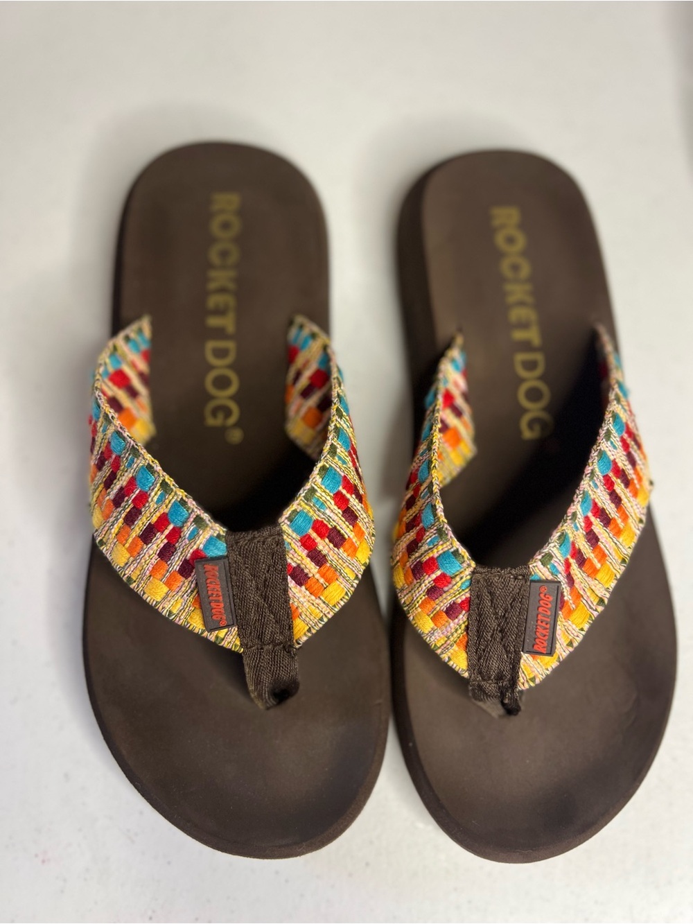 Rocket Dog women's platform Cushion Footbed flip-flops Size 9 colorful woven - Picture 3 of 7